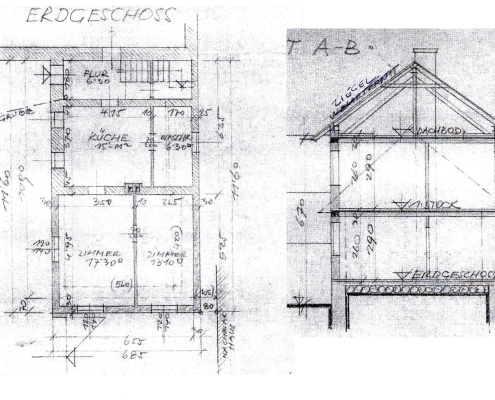 Plan Erdgeschoss Vierkanthof in Voitsau